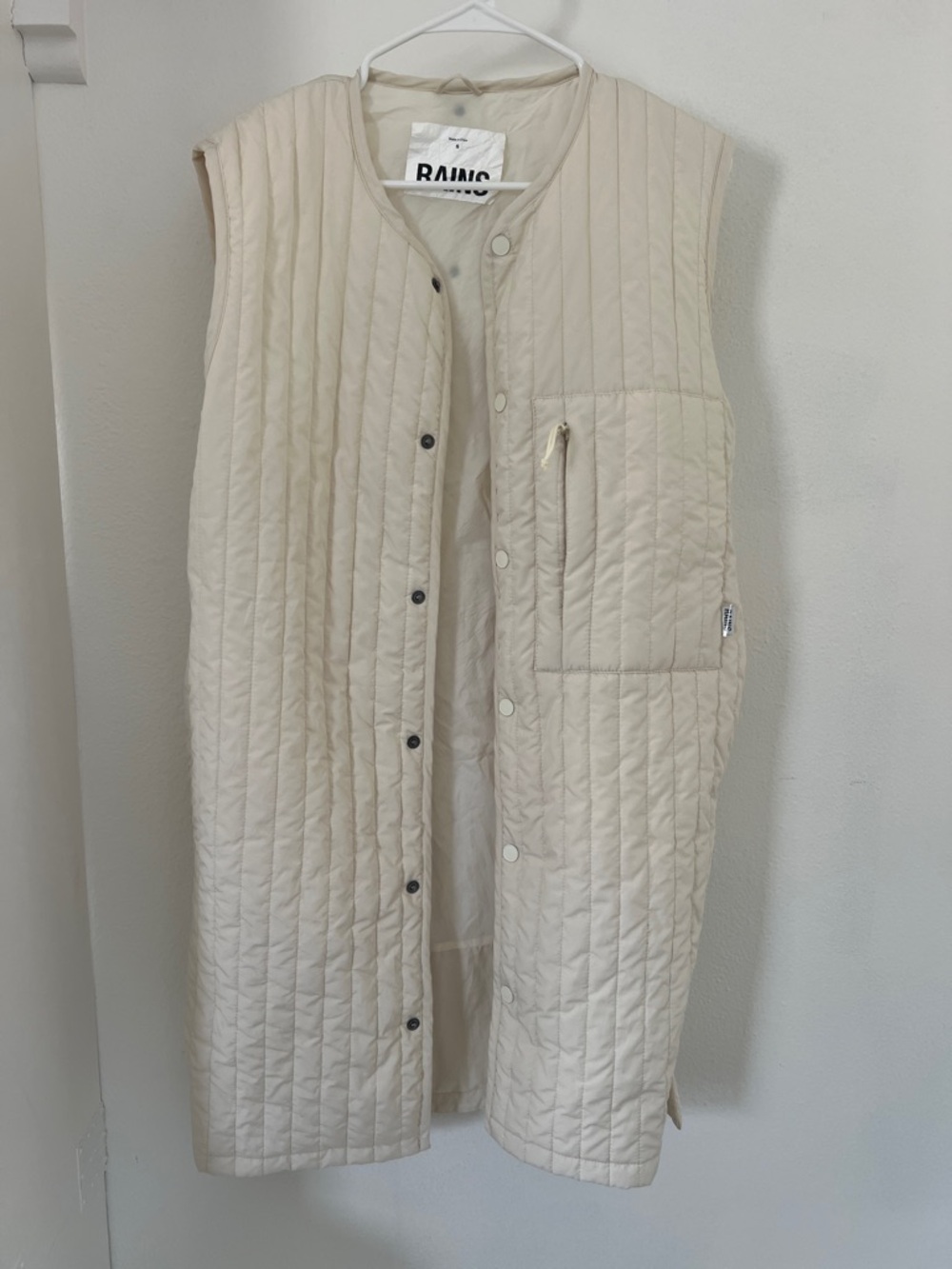 RAINS long line utility vest - outerwear layering neutral sleeveless